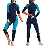 OMGear Wetsuit Men Women Youth 3mm Neoprene Full Body UV Protection One Piece Long Sleeves Scuba Diving Suits Back Zipper for Scuba Diving Surfing Snorkeling Swimming Water Sports(Green & Orange,M)