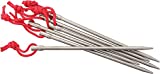 Vargo Titanium Nail Peg with Reflective Cord (6 Pack) | Camping Tent Stakes 0.6 Ounces (14 Grams) 6” L x 0.2” D (152 x 5mm) Ultralight Durable Tent pegs Model T-113