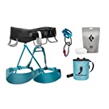 Black Diamond Womens Momentum Rock Climbing Harness - Complete Package, Aqua Verde, Large