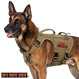 OneTigris Tactical Dog Harness for Large Dog Full Metal Buckled No Pull Dog Harness Vest with Hook & Loop Panels, Military Adjustable Easy to Put On Dog Vest Dog for Walking Hiking Training