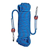 Aoneky 10 mm Static Outdoor Rock Climbing Rope, Fire Escape Safety Rappelling Rope (Blue 2, 49)