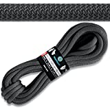 Powerful UIAA Static Rock Climbing Rope - High Strength Static Climbing Rope - Rock Mountaineering Climbing Gear - 10.5mm Rescue Rope - Heavy Duty Rope (Black, 64)